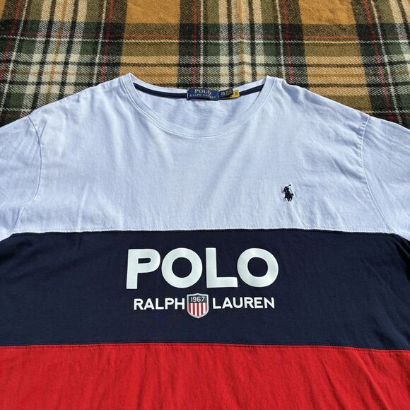POLO Ralph Lauren Shirt Mens 2XL K Swiss Big Logo Color Block Preppy Old Money - Picture 11 of 14